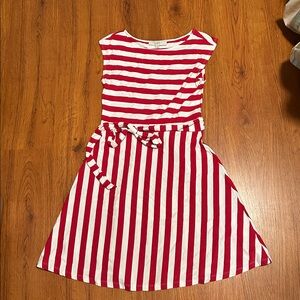 Loft Red and White Striped Dress